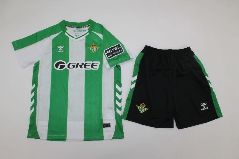 25/26 Real Betis Home Kids Soccer Jersey And Shorts