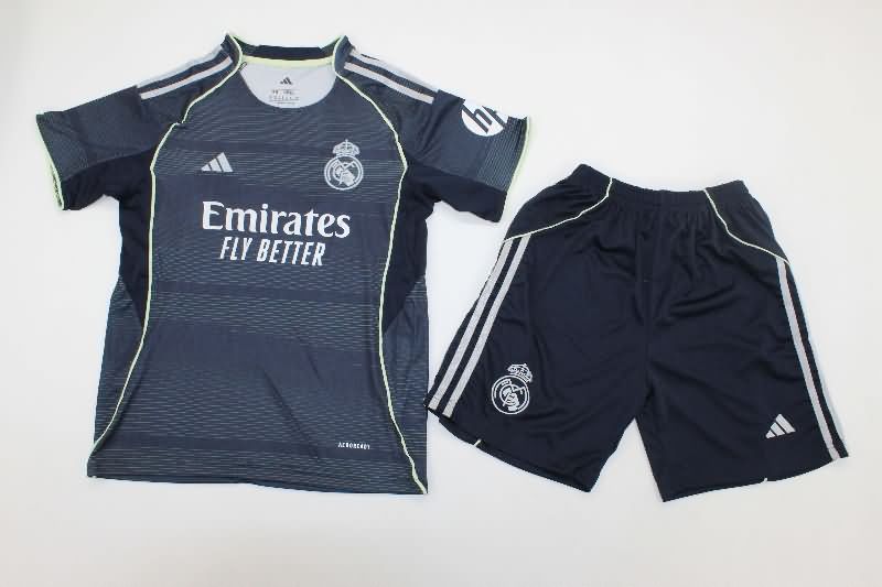 25/26 Real Madrid Away Kids Soccer Jersey And Shorts