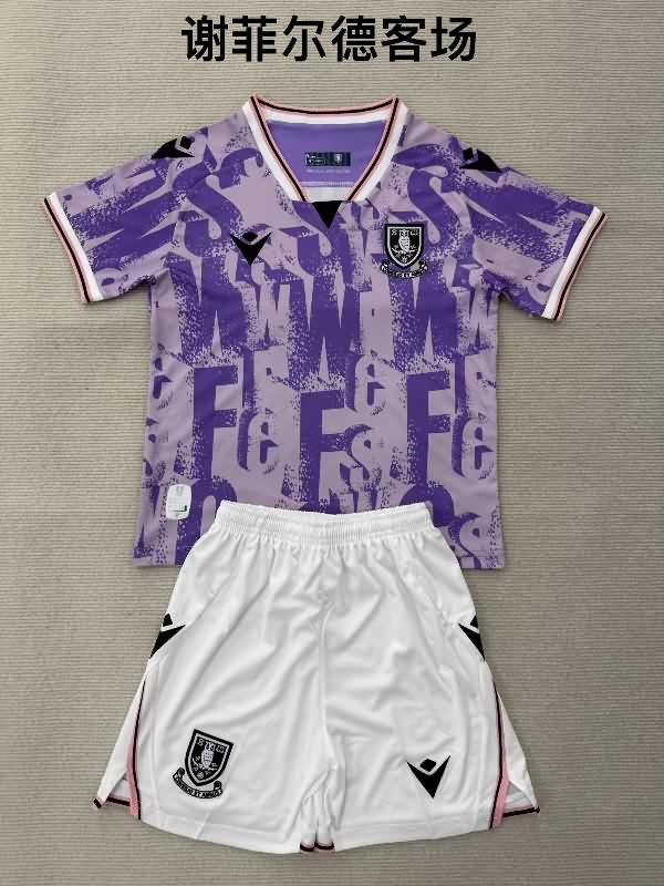 25/26 Sheffield Wednesday Away Kids Soccer Jersey And Shorts