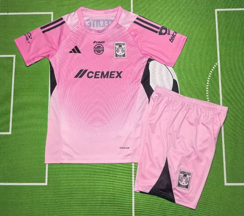 25/26 Tigres UANL Goalkeeper Pink Kids Soccer Jersey And Shorts