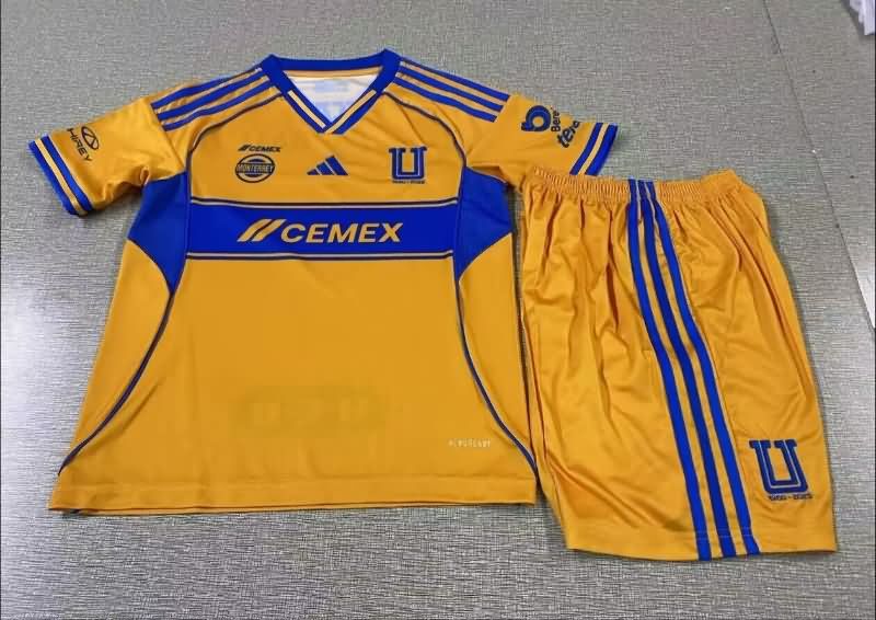 25/26 Tigres UANL Home Kids Soccer Jersey And Shorts