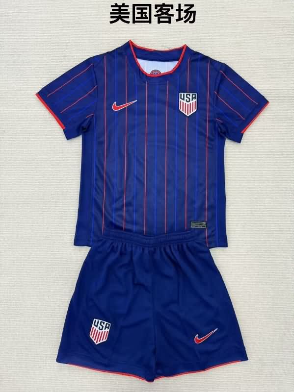 2025 USA Away Kids Soccer Jersey And Shorts