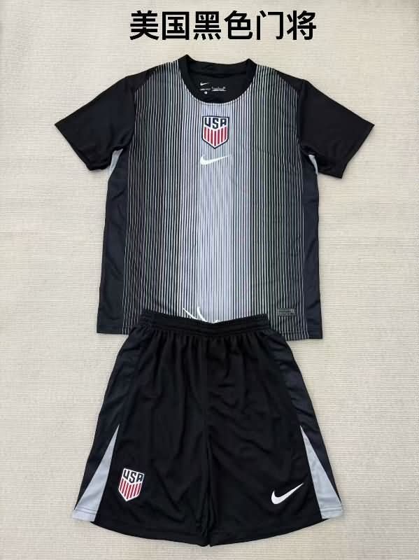 2025 USA Goalkeeper Black Kids Soccer Jersey And Shorts