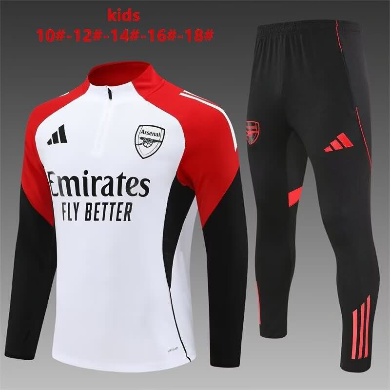 Kids - Thailand Quality(AAA) 25/26 Arsenal White Soccer Tracksuit