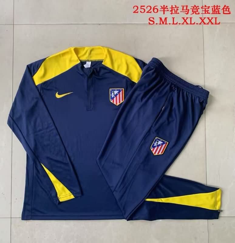 Thailand Quality(AAA) 25/26 Atletico Madrid Dark Blue Soccer Tracksuit
