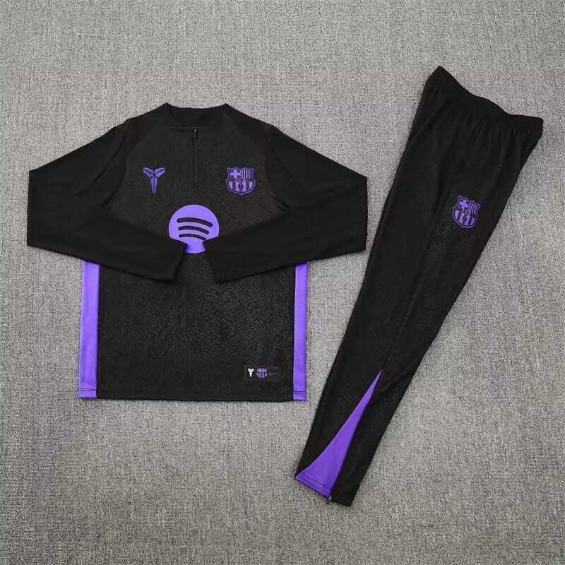 Thailand Quality(AAA) 25/26 Barcelona Black Soccer Tracksuit 03