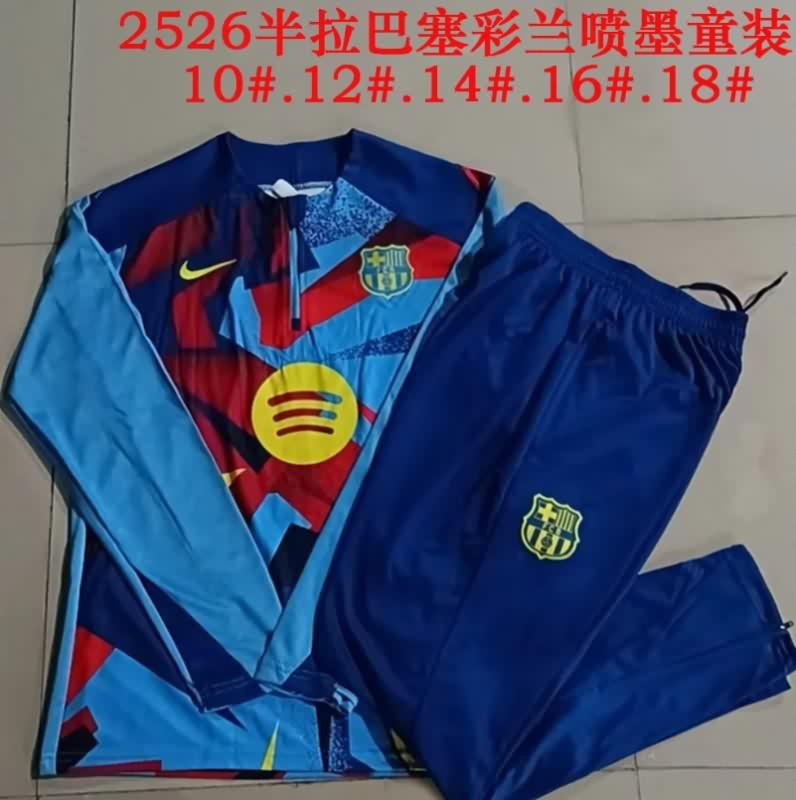 Kids - Thailand Quality(AAA) 25/26 Barcelona Blue Soccer Tracksuit