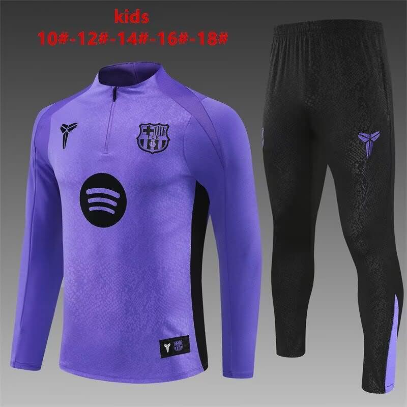 Kids - Thailand Quality(AAA) 25/26 Barcelona Purple Soccer Tracksuit 02