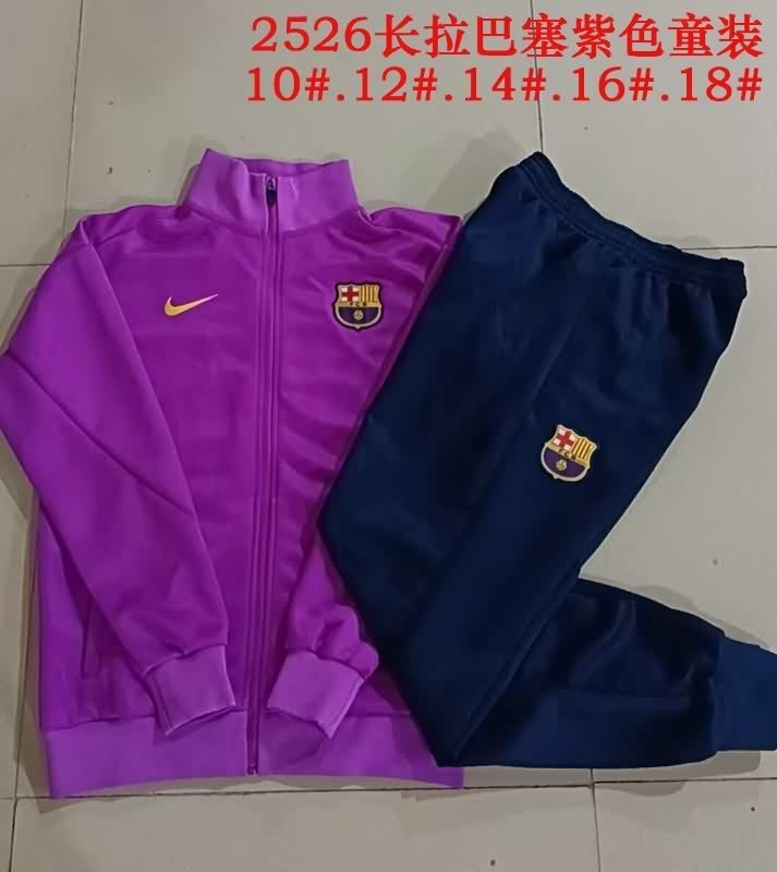 Kids - Thailand Quality(AAA) 25/26 Barcelona Purple Soccer Tracksuit 03