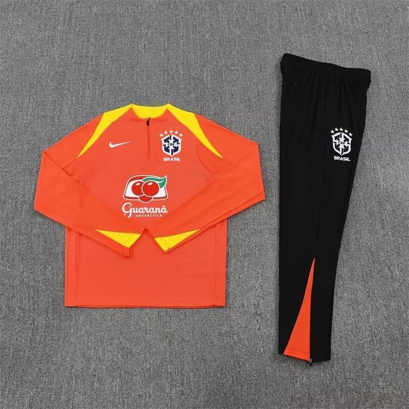 Thailand Quality(AAA) 2025 Brazil Orange Soccer Tracksuit