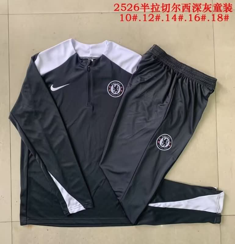 Kids - Thailand Quality(AAA) 25/26 Chelsea Black Soccer Tracksuit 02
