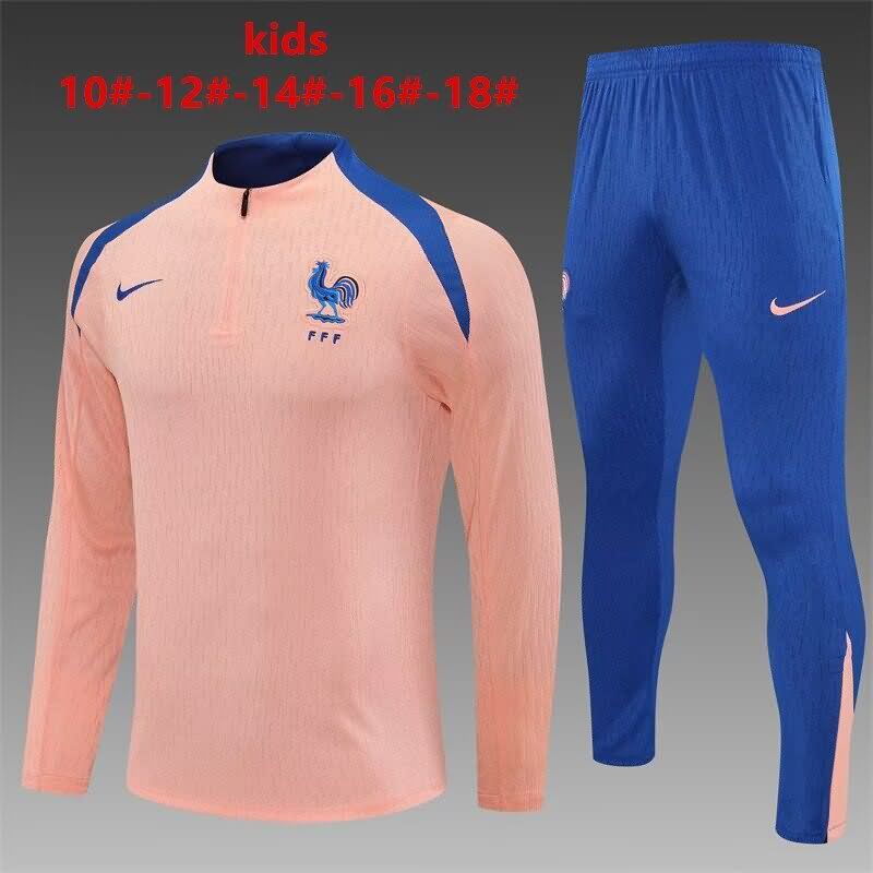 Kids - Thailand Quality(AAA) 2025 France Pink Soccer Tracksuit