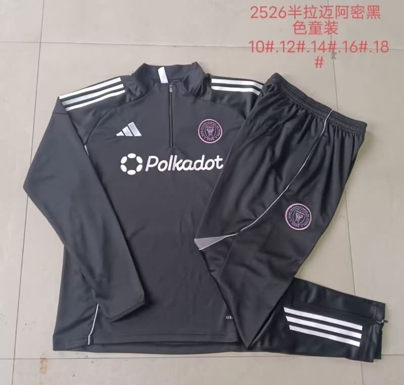 Kids - Thailand Quality(AAA) 2025 Inter Miami Black Soccer Tracksuit 02
