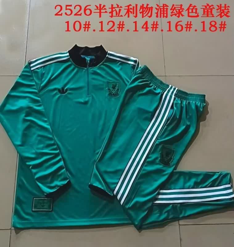 Kids - Thailand Quality(AAA) 25/26 Liverpool Green Soccer Tracksuit 02