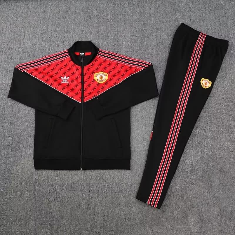 Thailand Quality(AAA) 25/26 Manchester United Black Soccer Tracksuit 02