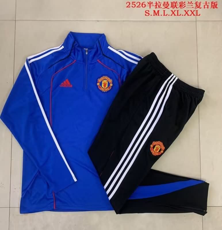 Thailand Quality(AAA) 25/26 Manchester United Blue Soccer Tracksuit 02