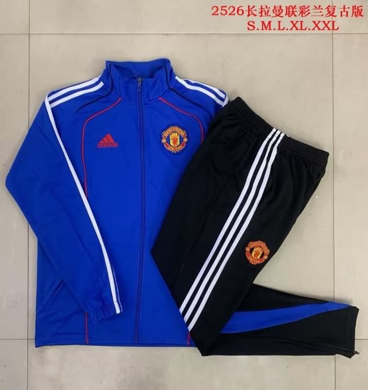Thailand Quality(AAA) 25/26 Manchester United Blue Soccer Tracksuit 03