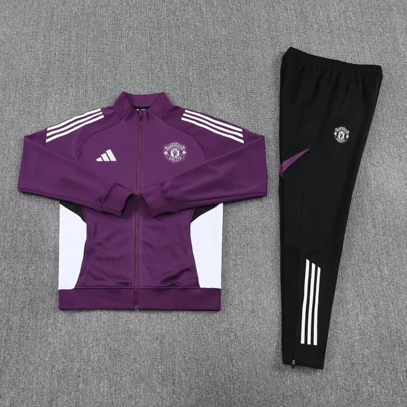 Thailand Quality(AAA) 25/26 Manchester United Purple Soccer Tracksuit 03