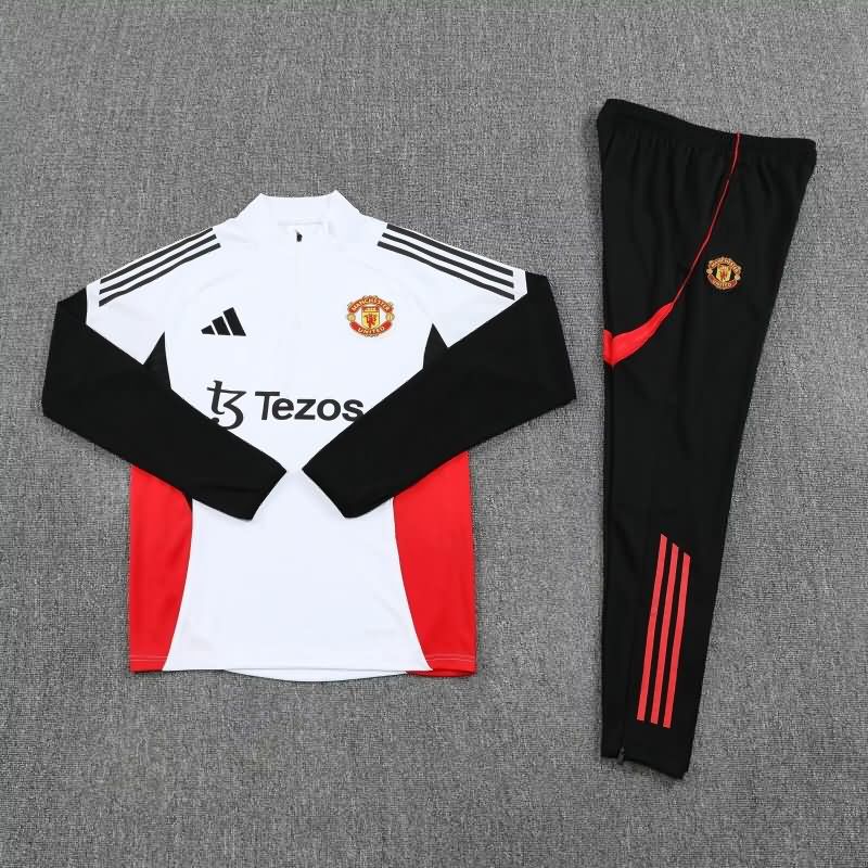 Thailand Quality(AAA) 25/26 Manchester United White Soccer Tracksuit 02