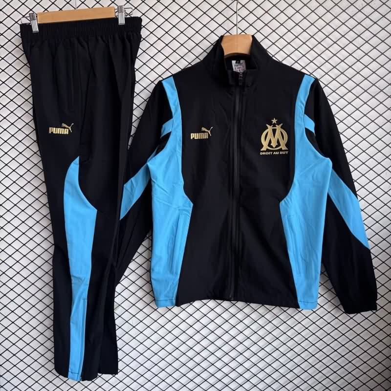 Thailand Quality(AAA) 25/26 Marseilles Black Soccer Tracksuit 03