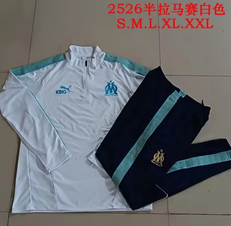 Thailand Quality(AAA) 25/26 Marseilles White Soccer Tracksuit
