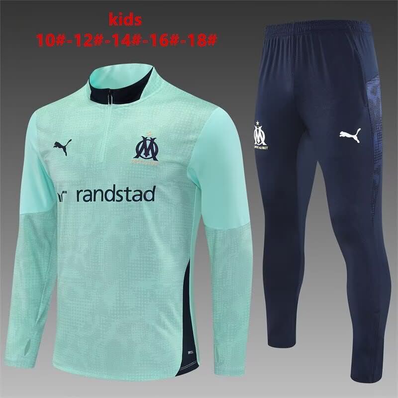 Kids - Thailand Quality(AAA) 25/26 Marseilles Green Soccer Tracksuit