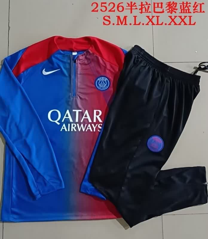 Thailand Quality(AAA) 25/26 Paris St Germain Blue Red Soccer Tracksuit