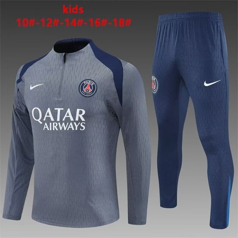 Kids - Thailand Quality(AAA) 25/26 Paris St Germain Grey Soccer Tracksuit