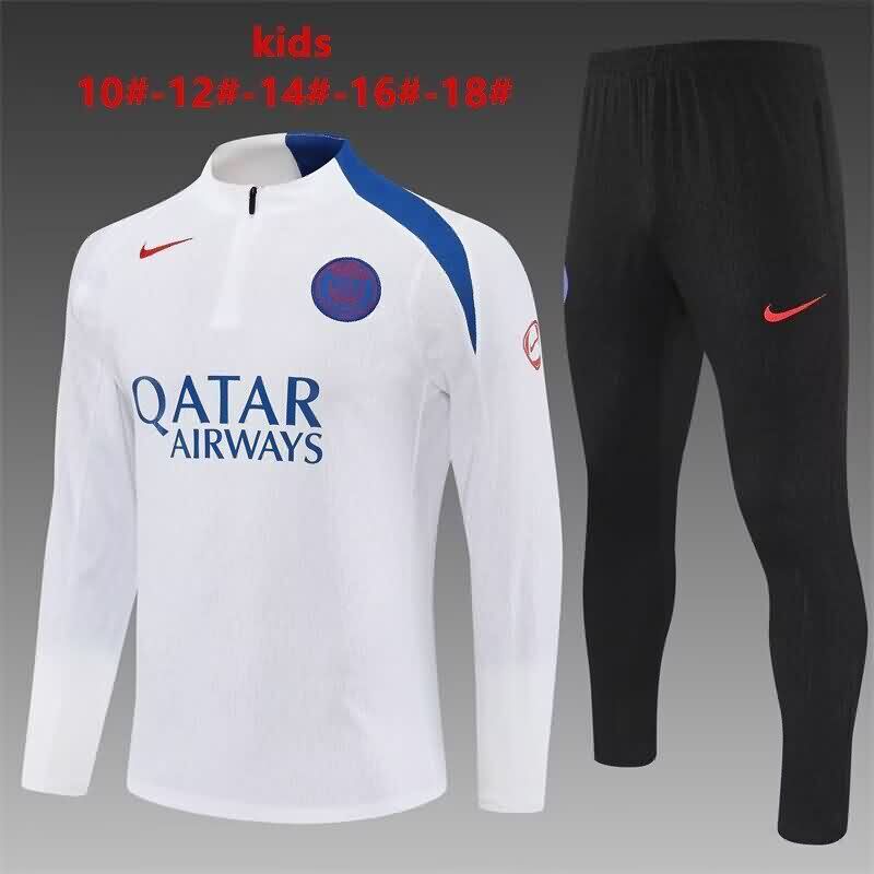 Kids - Thailand Quality(AAA) 25/26 Paris St Germain White Soccer Tracksuit 02
