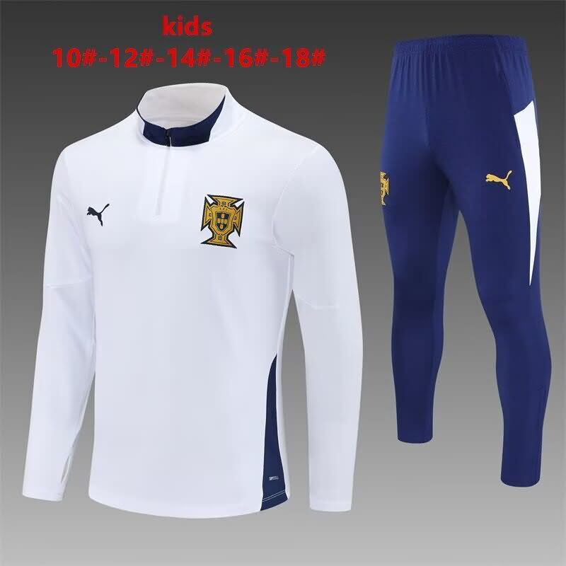 Kids - Thailand Quality(AAA) 2025 Portugal White Soccer Tracksuit