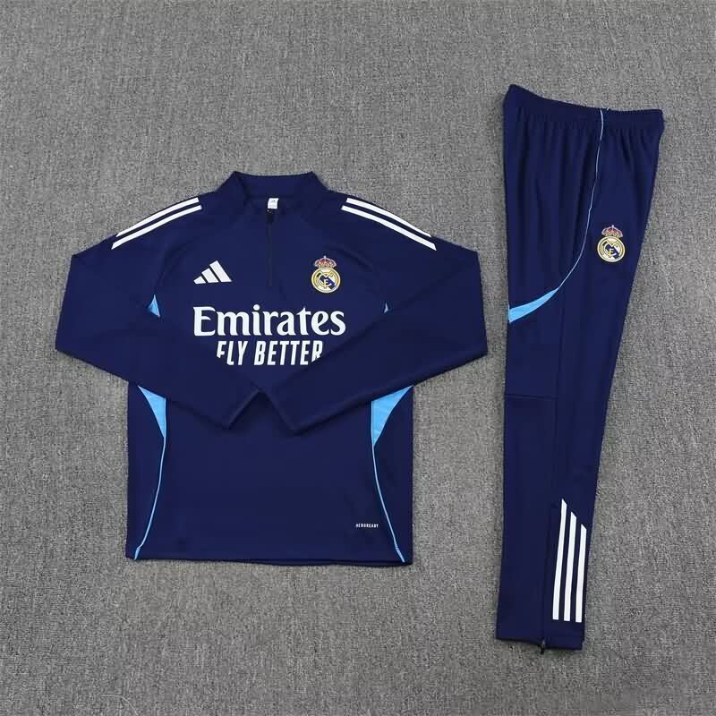 Thailand Quality(AAA) 25/26 Real Madrid Dark Blue Soccer Tracksuit 08