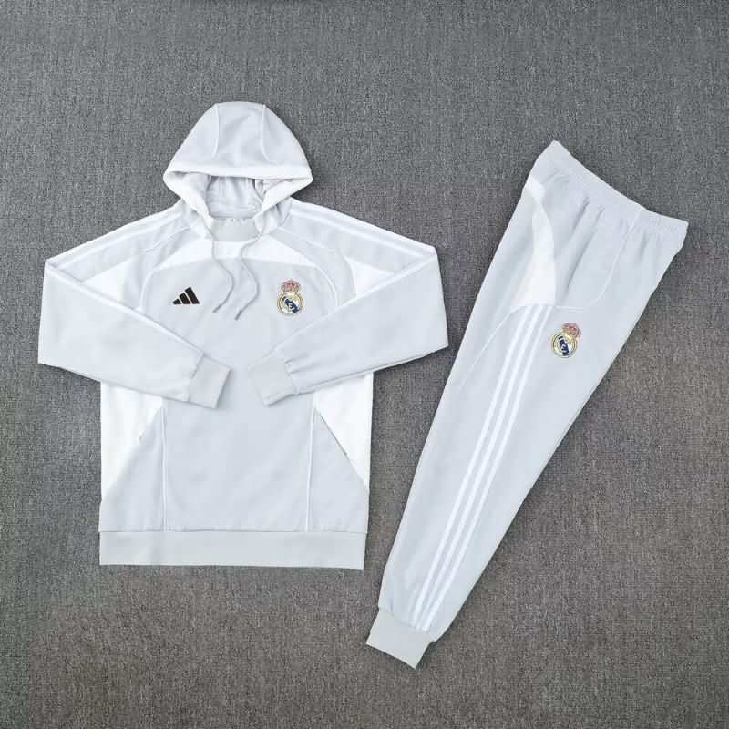 Thailand Quality(AAA) 25/26 Real Madrid Grey Soccer Tracksuit