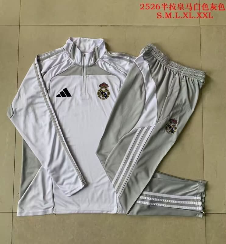 Thailand Quality(AAA) 25/26 Real Madrid White Soccer Tracksuit 05
