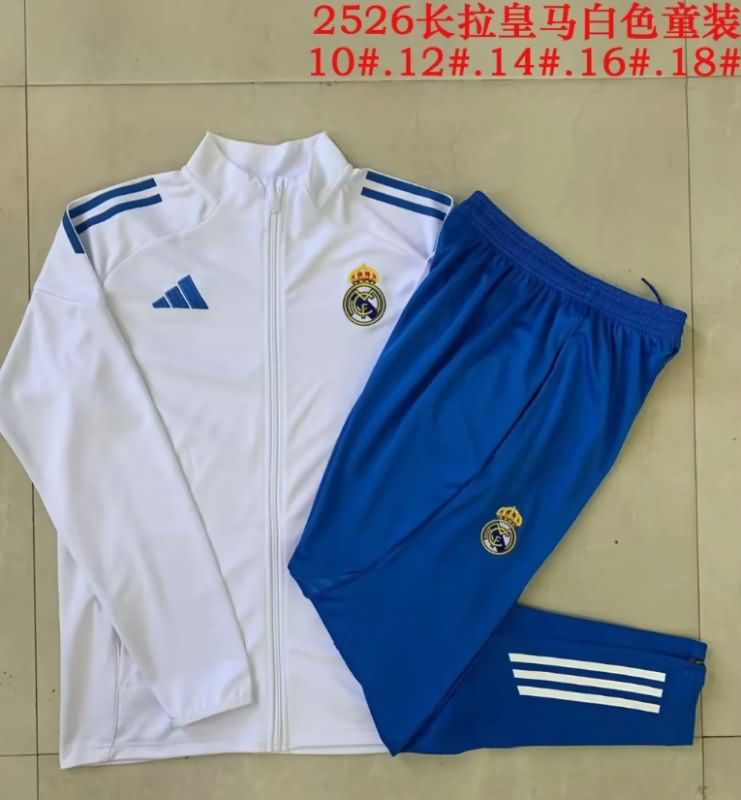 Kids - Thailand Quality(AAA) 25/26 Real Madrid White Soccer Tracksuit 06