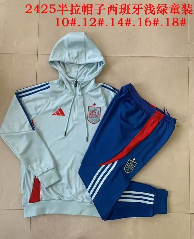 Kids - Thailand Quality(AAA) 2025 Spain Green Soccer Tracksuit