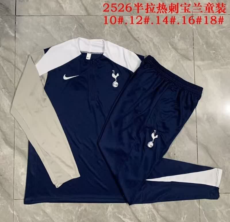 Kids - Thailand Quality(AAA) 25/26 Tottenham Hotspur Dark Blue Soccer Tracksuit