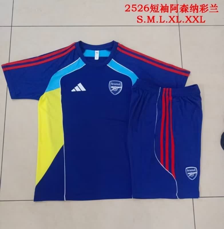 Thailand Quality(AAA) 25/26 Arsenal Dark Blue Soccer Training Sets 06