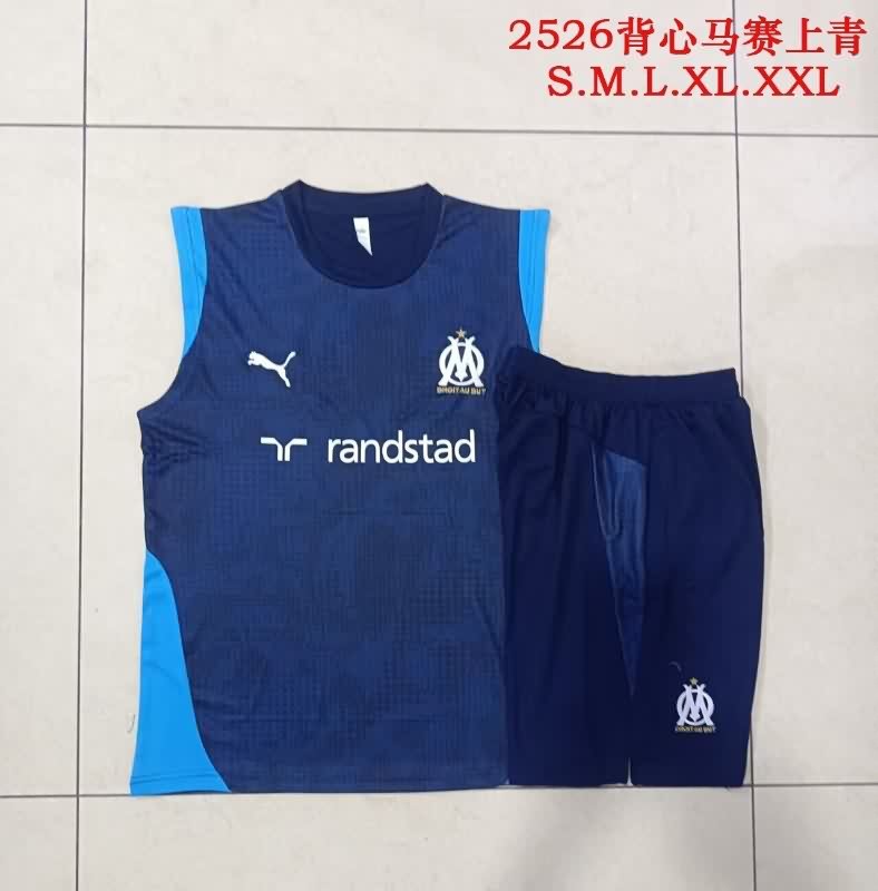Thailand Quality(AAA) 25/26 Marseilles Dark Blue Soccer Training Sets 02