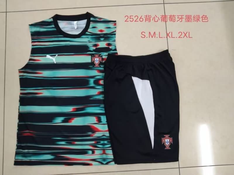 Thailand Quality(AAA) 2025 Portugal Black Green Soccer Training Sets 02