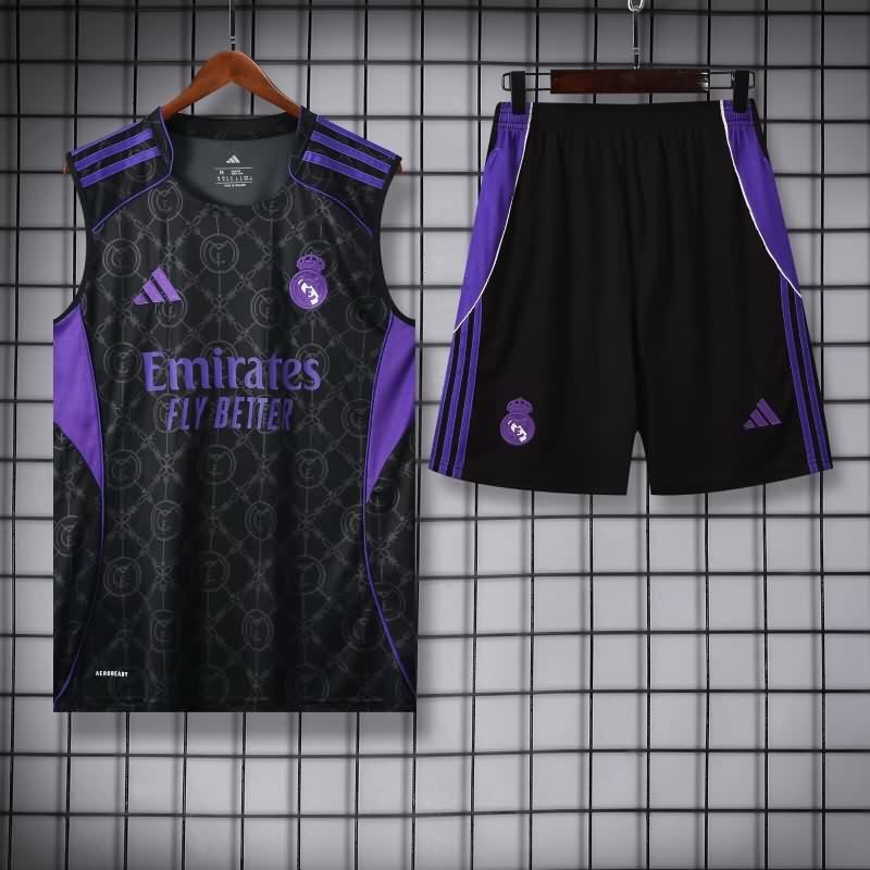 Thailand Quality(AAA) 25/26 Real Madrid Black Soccer Training Sets 02