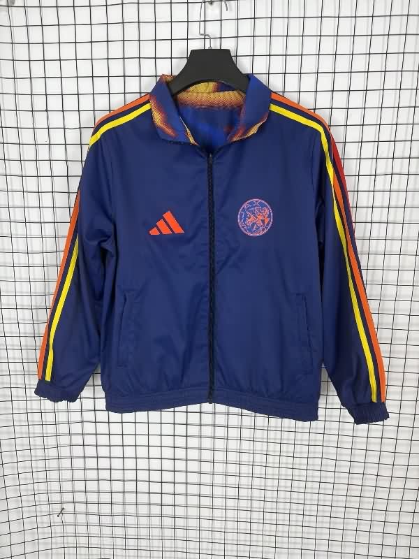 Thailand Quality(AAA) 25/26 Ajax Dark Blue Reversible Soccer Windbreaker