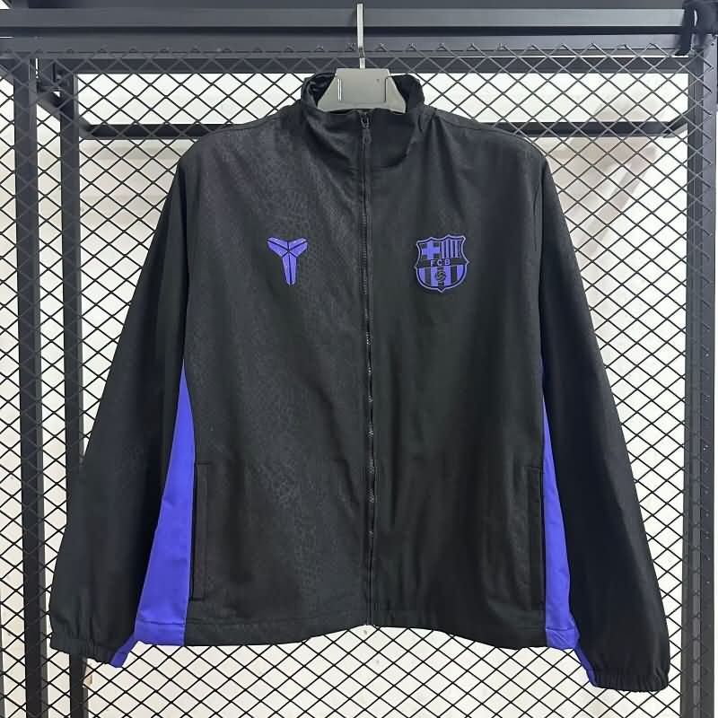 Thailand Quality(AAA) 25/26 Barcelona Black Soccer Windbreaker