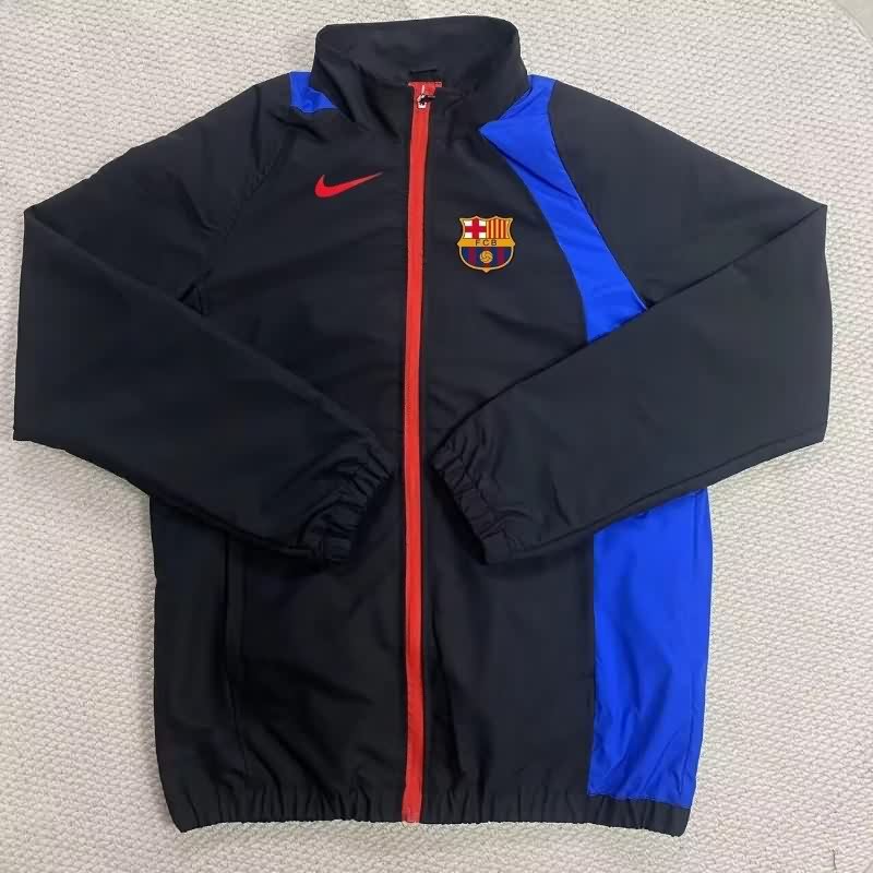 Thailand Quality(AAA) 25/26 Barcelona Black Soccer Windbreaker 02