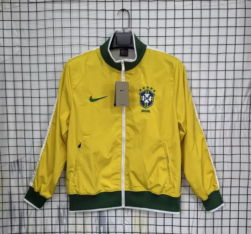 Thailand Quality(AAA) 2025 Brazil Yellow Soccer Windbreaker