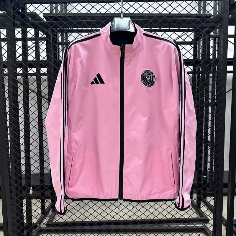 Thailand Quality(AAA) 2025 Inter Miami Pink Black Reversible Soccer Windbreaker