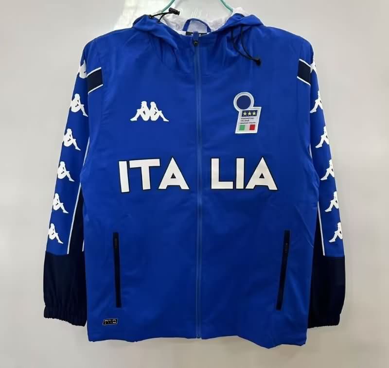 Thailand Quality(AAA) 2025 Italy Blue Soccer Windbreaker 03