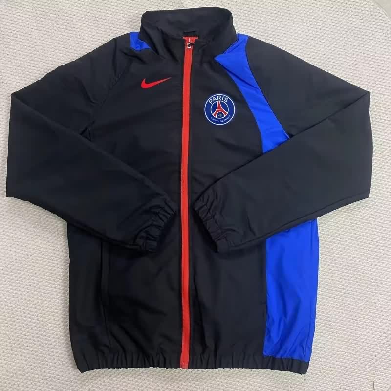 Thailand Quality(AAA) 25/26 Paris St Germain Black Soccer Windbreaker 02