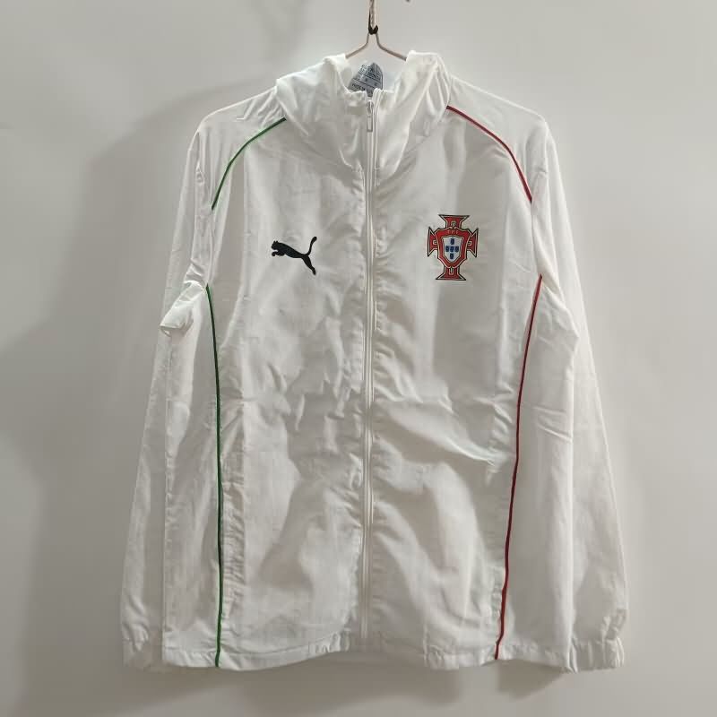 Thailand Quality(AAA) 2025 Portugal White Soccer Windbreaker