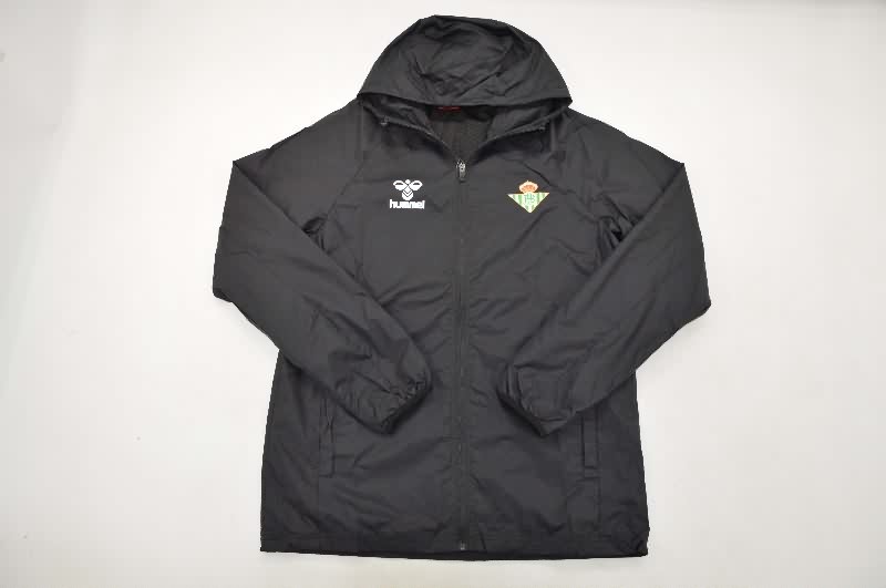 Thailand Quality(AAA) 25/26 Real Betis Black Soccer Windbreaker