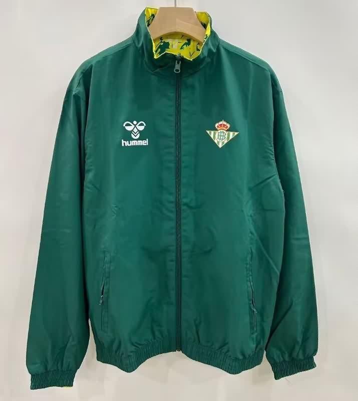 Thailand Quality(AAA) 25/26 Real Betis Green Yellow Reversible Soccer Windbreaker